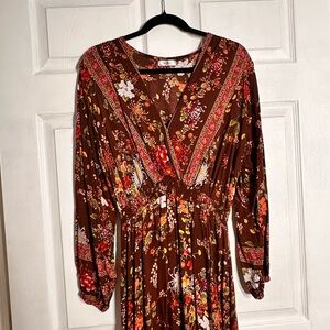 Floral Brown Maxi Dress